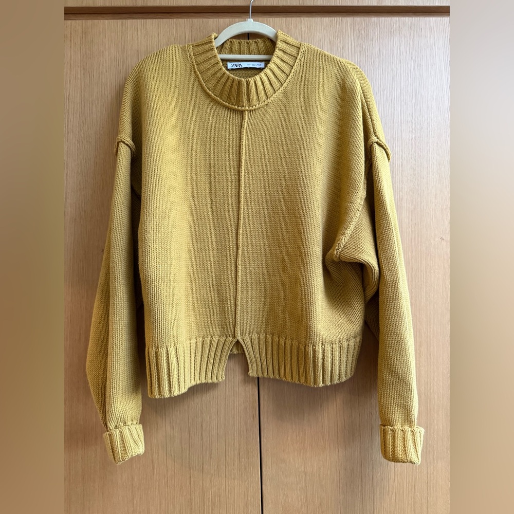 Zara Mustard Yellow Crewneck Sweater